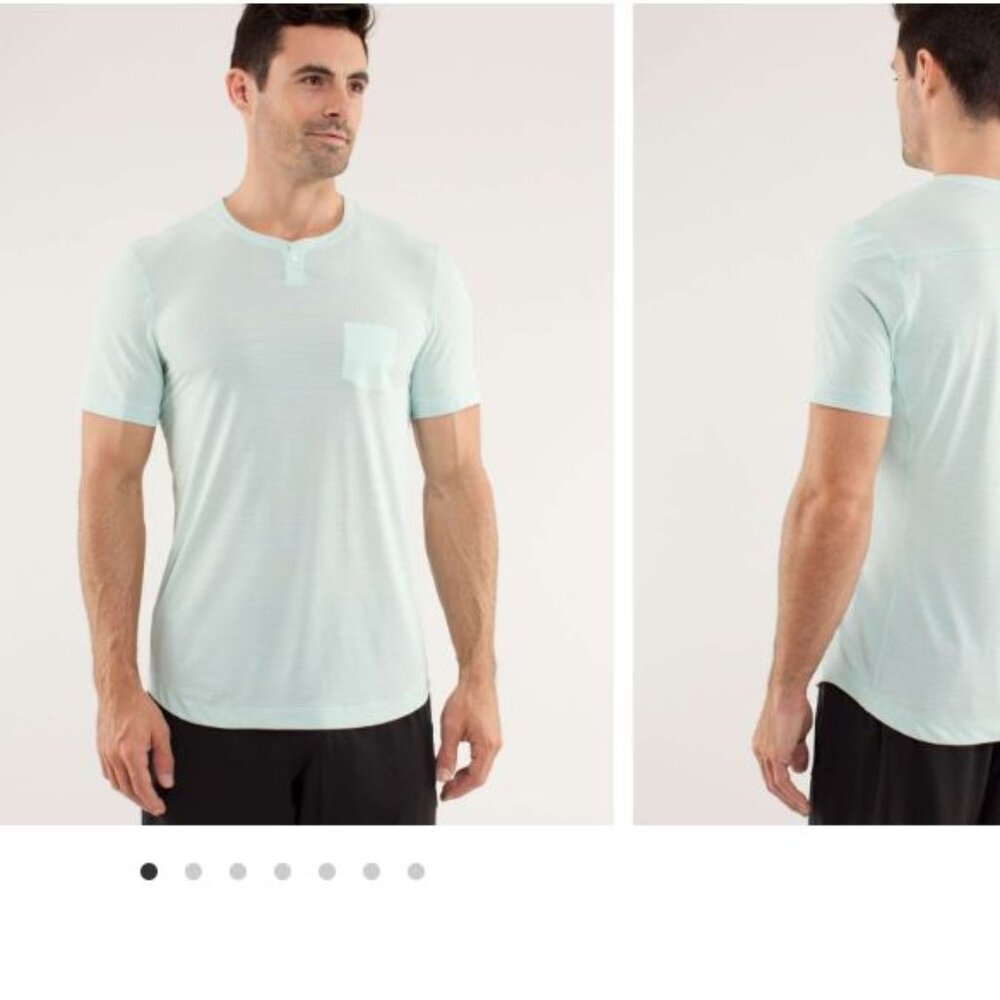 Lululemon Men's Size M One Hit Henley Sea Mist Tee